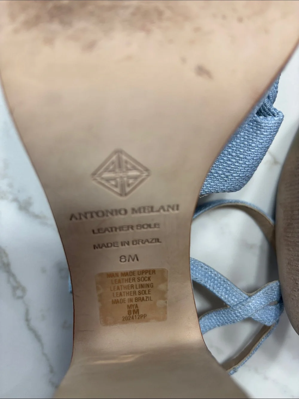 ANTONIO MELANI Light Blue Knotted Platform Block Heel Sandals